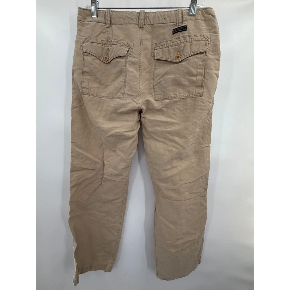 Banana Republic Heritage Pants Mens 30x30 Actual Tan Linen Straight Leg Casual